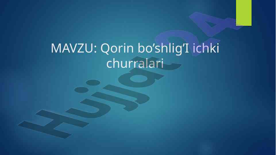 Qorin bo’shlig’i ichki churralari haqida ma’lumot