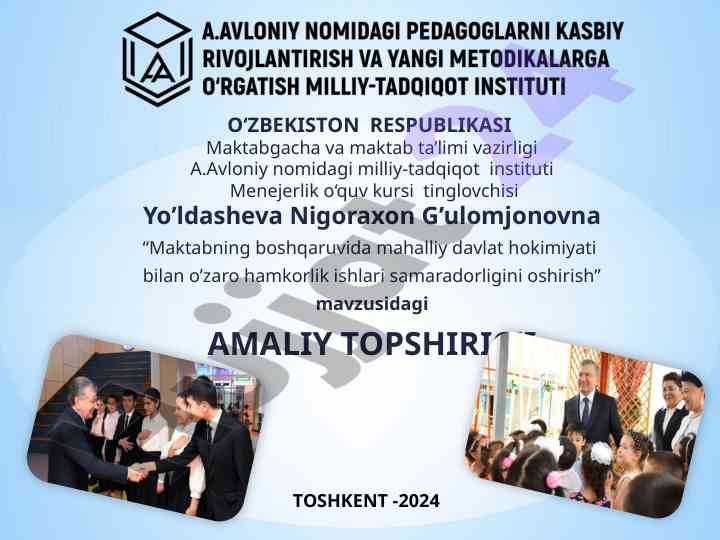 Maktabning boshqaruvida davlat hokimiyati hamkorligi