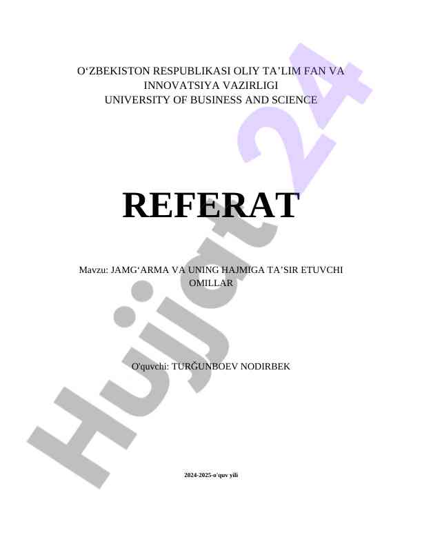 Jamg'arma Va Uning Hajmiga Ta'sir Etuvchi Omillar