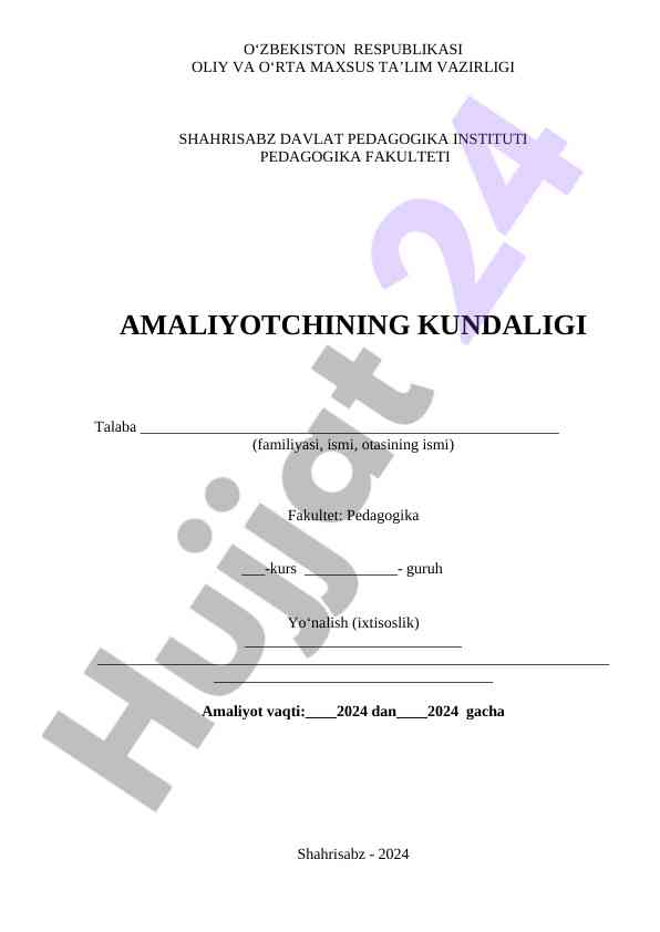Amaliyotchining kundaligi