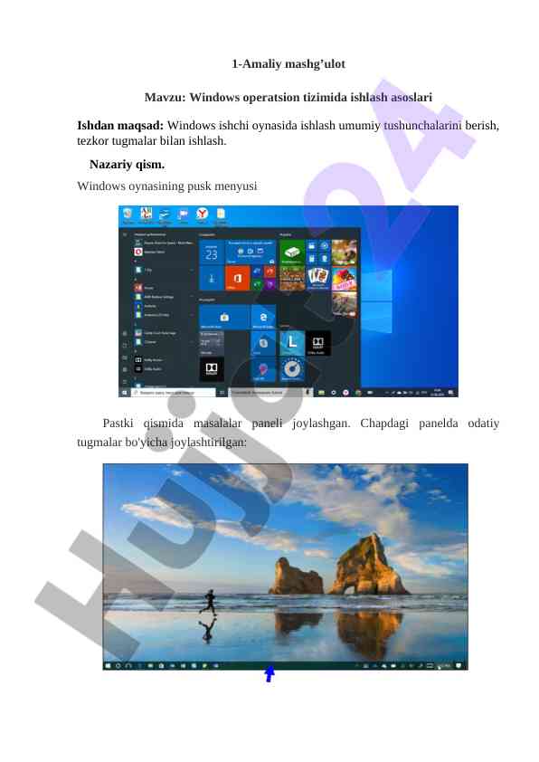 Windows operatsion tizimida ishlash asoslari