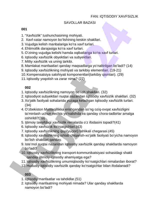 Iqtisodiy xavfsizlikning mohiyati va shakllari