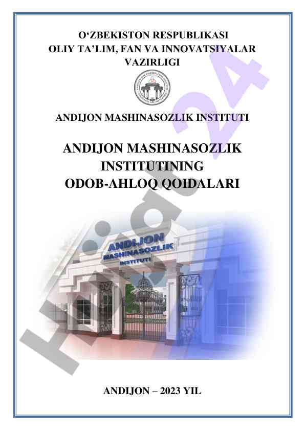 Odob-axloq kodeksi andijon mashinasozlik institutida