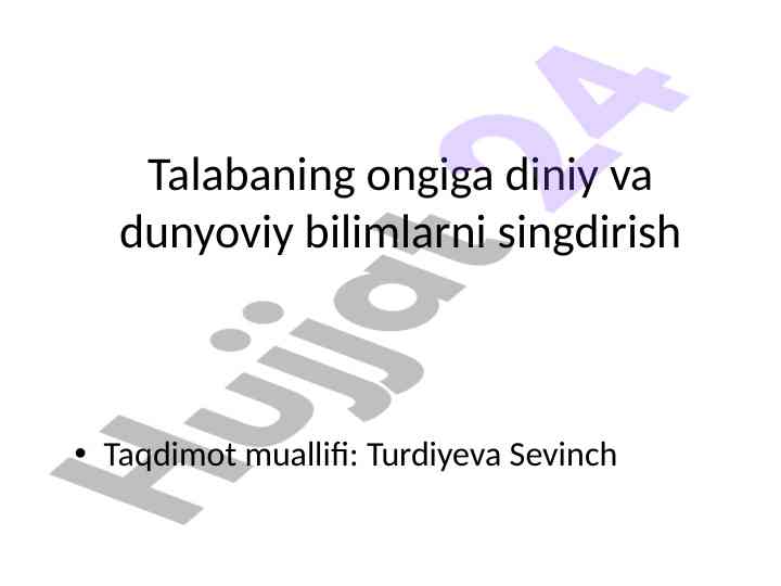Kirish: diniy va dunyoviy bilimlarni singdirish
