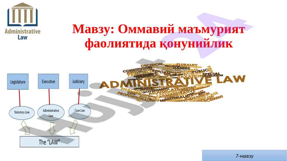 Ommaviy ma'muriyat faoliyatida qonuniylik