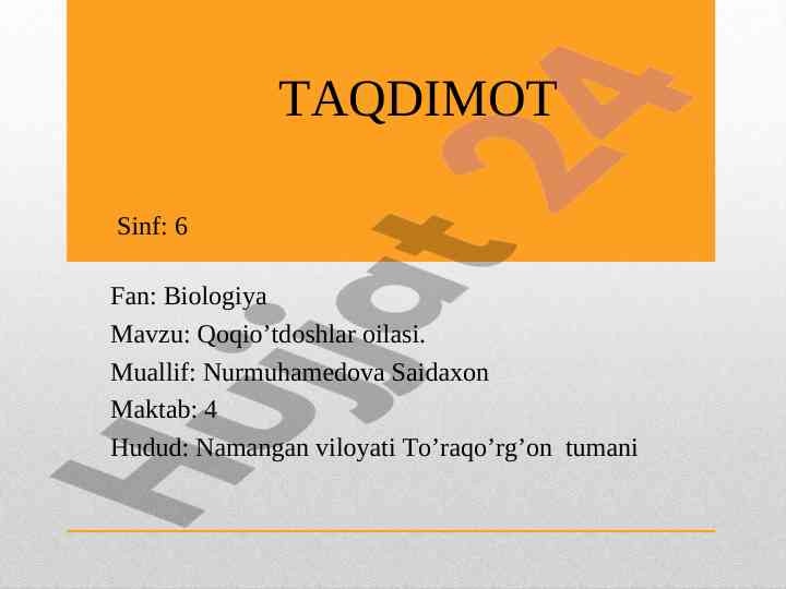 Qoqio’tdoshlar oilasi biologiya dars rejasi