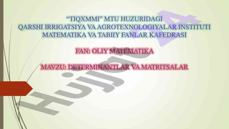 Oliy matematika darsligi va asosiy adabiyotlar