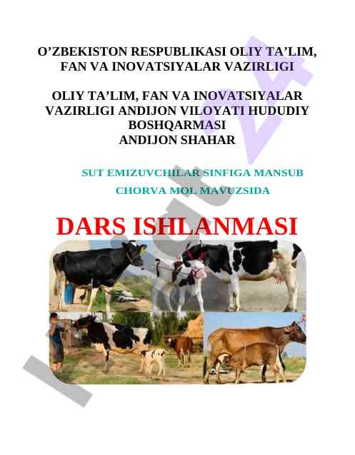 Chorva mol mahvuzsida dars ishlanmasi