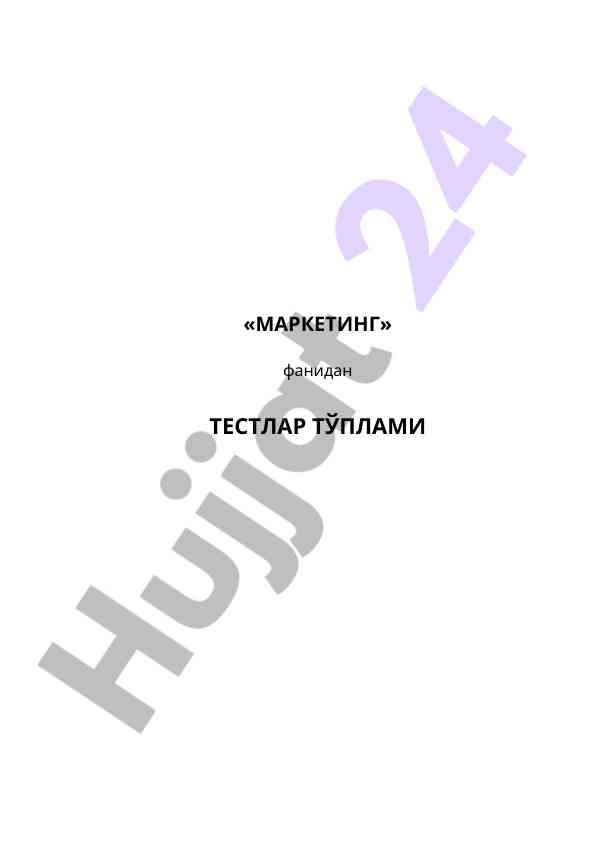 Marketing Fandidan Testlar To'plami