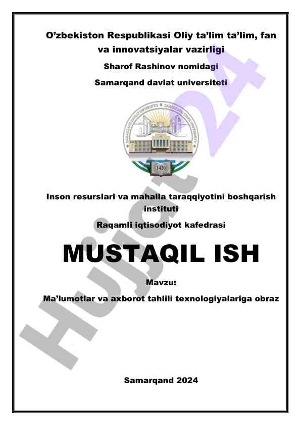 Ma’lumotlar va axborot tahlili texnologiyalari