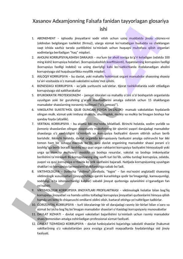 Falsafa fanidan korrupsiya glosariyasi