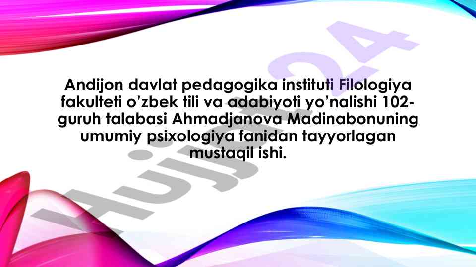 Go’daklik davri psixologiyasi va rivojlanish asoslari