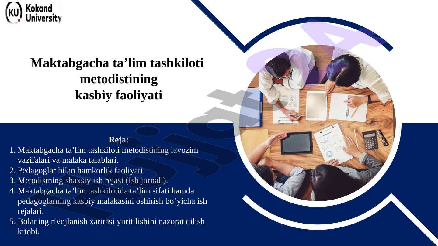 Maktabgacha ta’lim tashkiloti metodistining faoliyati