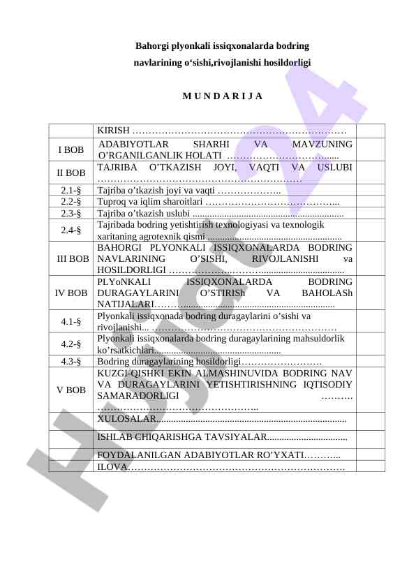 Bahorgi plyonkali issiqxonalarda bodring navlari