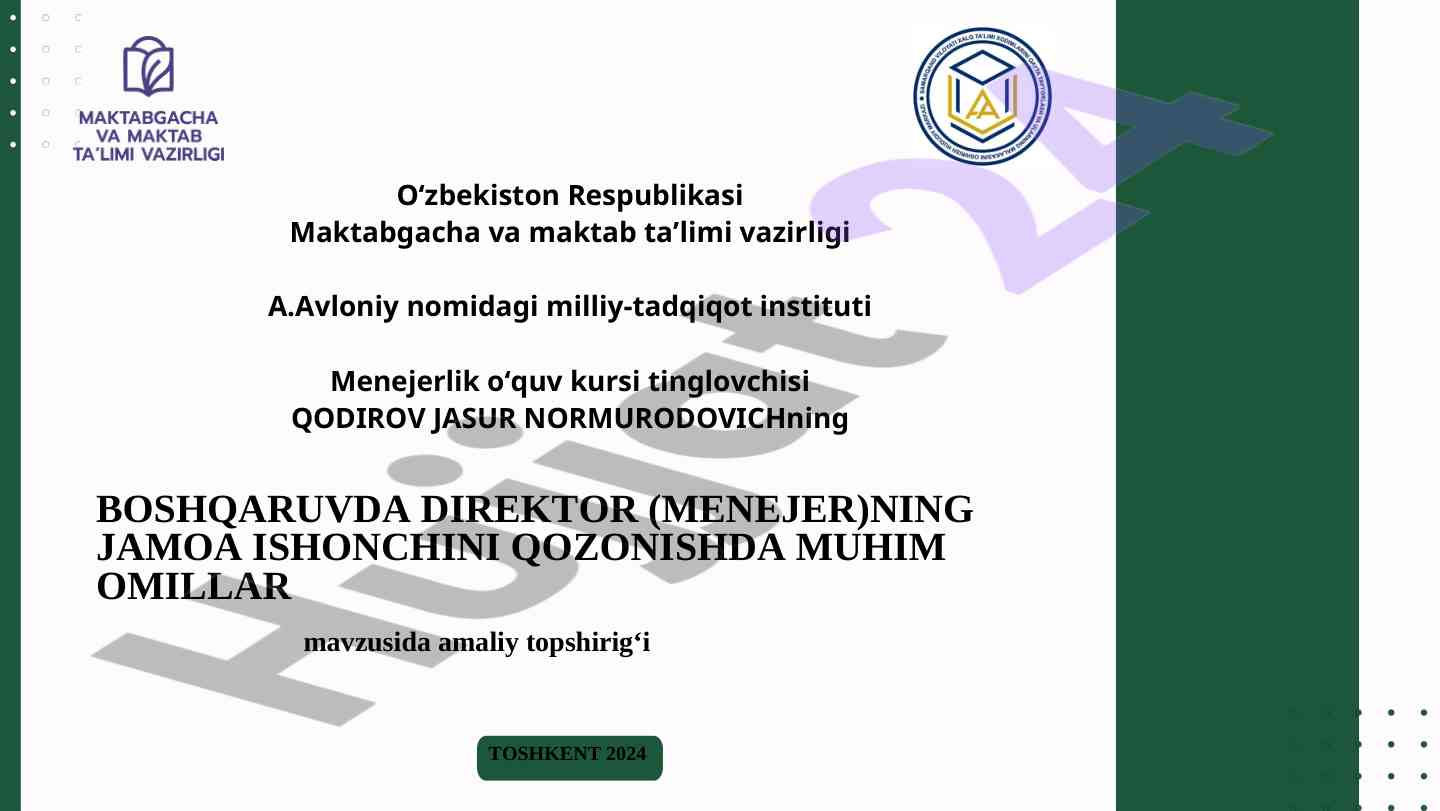 Menejerlik kursida jamoa ishonchini qozonish omillari