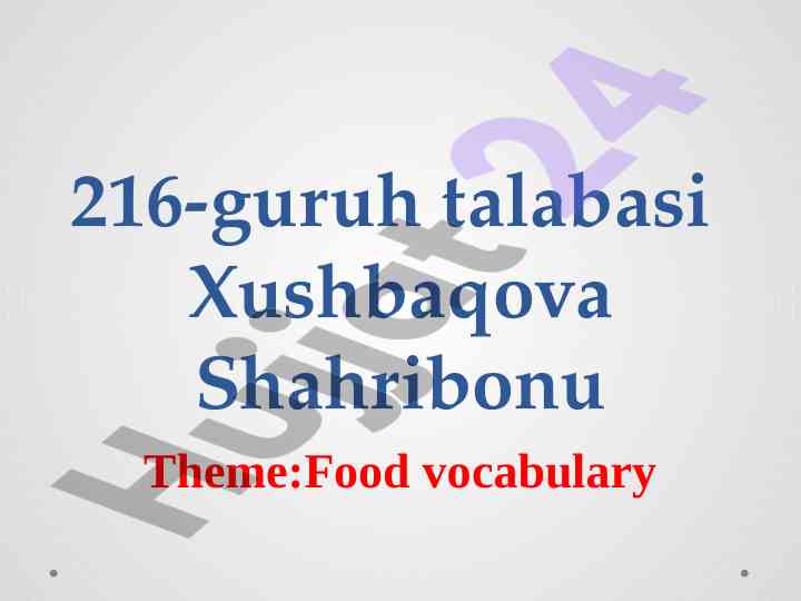 Food vocabulary for daily use and learning