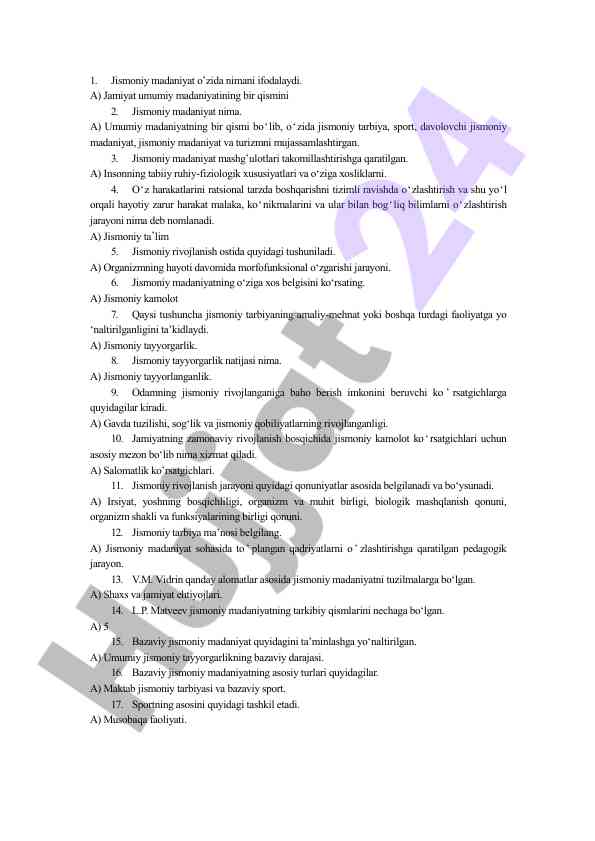Jismoniy madaniyat va uning asosiy tushunchalari