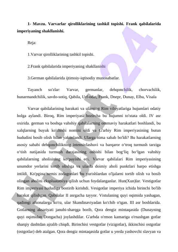 Varvarlar qirolliklarining tashkil topishi
