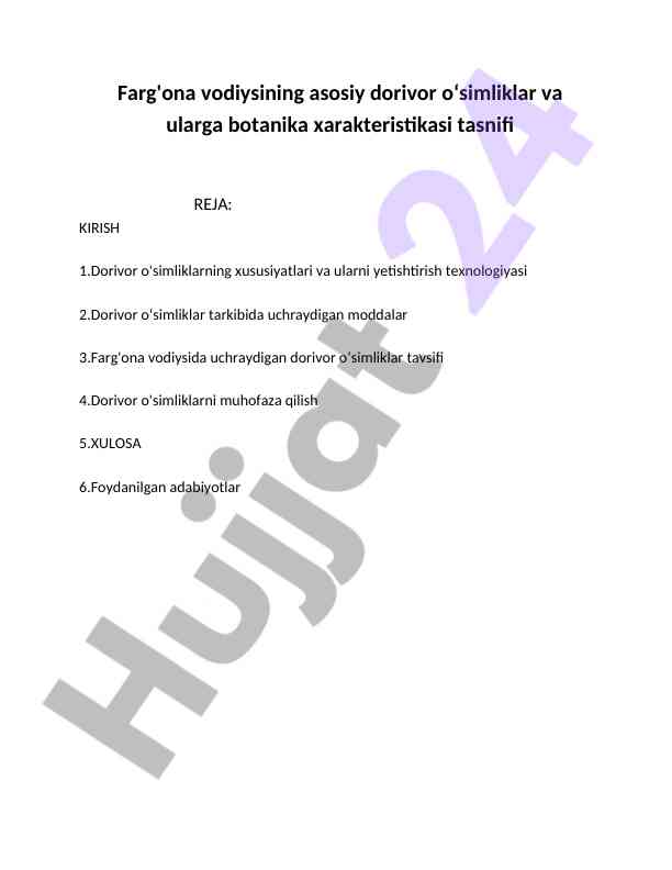 Farg'ona Vodiysining Dorivor O'simliklari