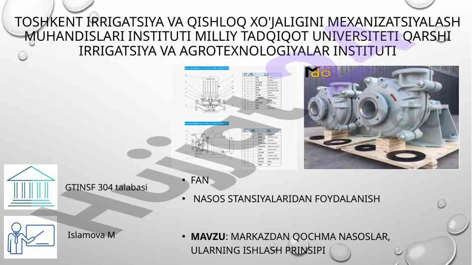 Markazdan qochma nasoslar ishlash prinsipi