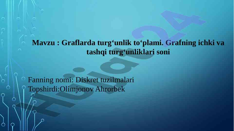 Graflarda turg‘unlik to‘plami va turlari