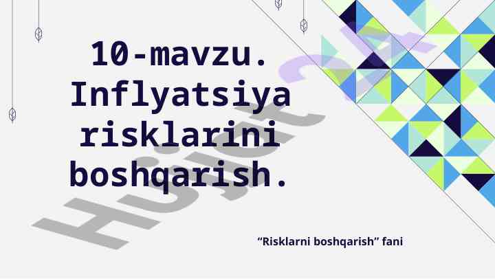 Inflyatsiya risklarini boshqarish mavzusi