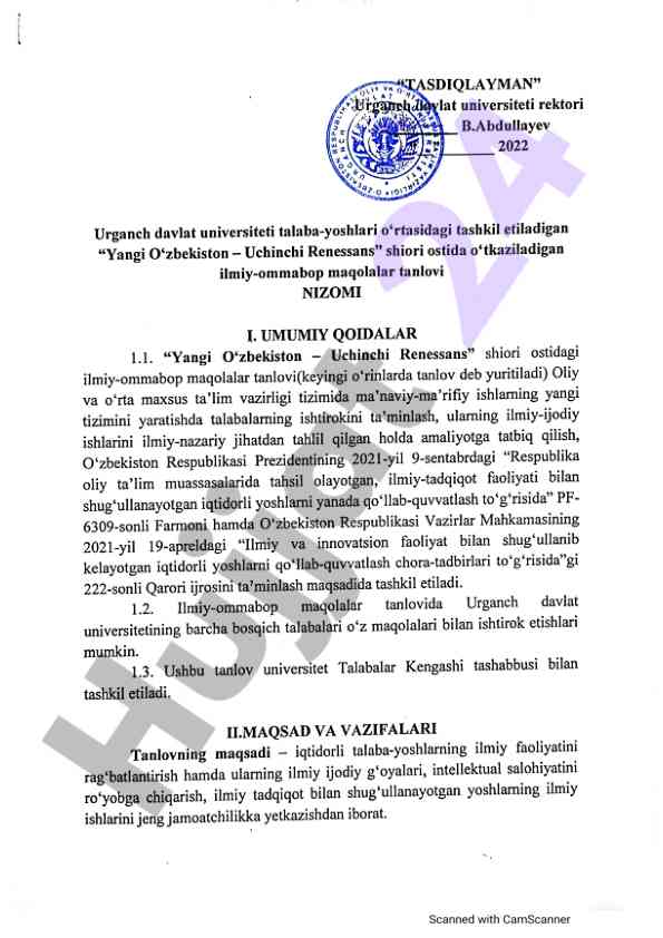 Maqolalar tashkiliy tashkiloti va qabul tartibi