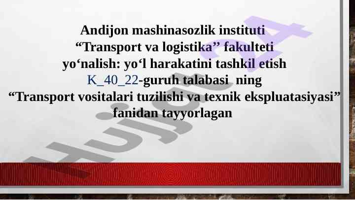 Avtomobil texnik holati o'zgarishlarini tasniflash