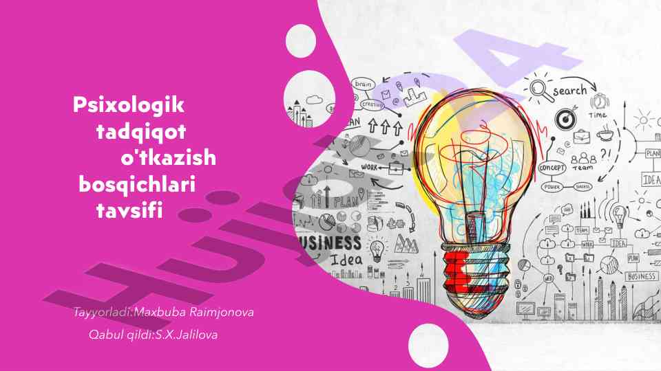 Psixologik tadqiqot o'tkazish bosqichlari tavsifi