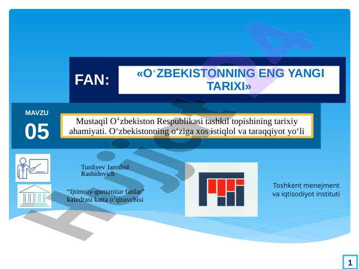 Mustaqil o‘zbekiston respublikasi tashkil topishi tarixi