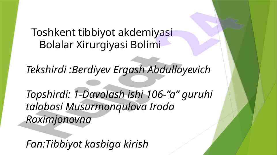 Xirurgik bemorlarni operatsiyadan so'nggi parvarish