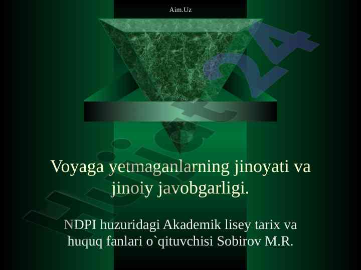 Voyaga yetmaganlarning jinoyati va jinoiy javobgarligi