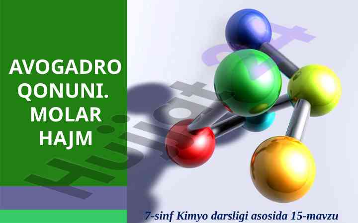 Avogadro qonuni molar hajjim 7-sinf kimyo darsligi