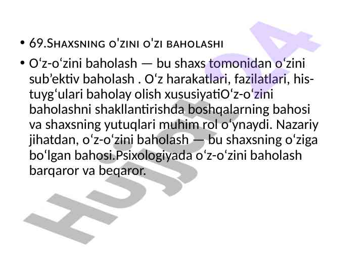 O'z-o'zini baholash va nazorat qilish muhimligi
