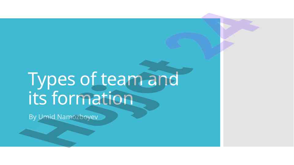 Types of team and its formation