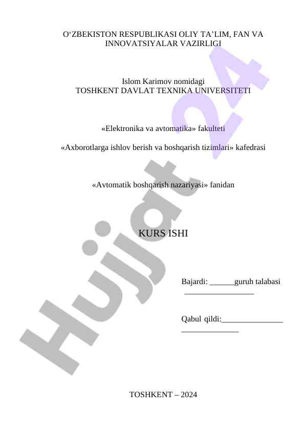 Kurs ishining tahlili va sintеzi