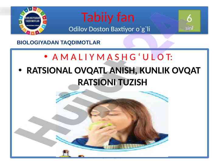 Ratsional oqvatlanish taqdimoti 6 sinf biologiya
