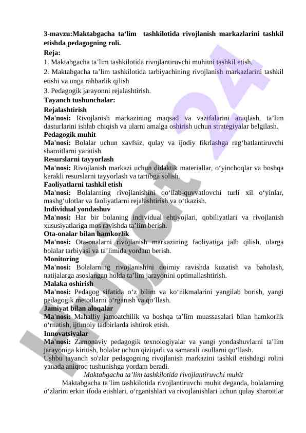 Maktabgacha ta'lim tashkilotida pedagogning roli