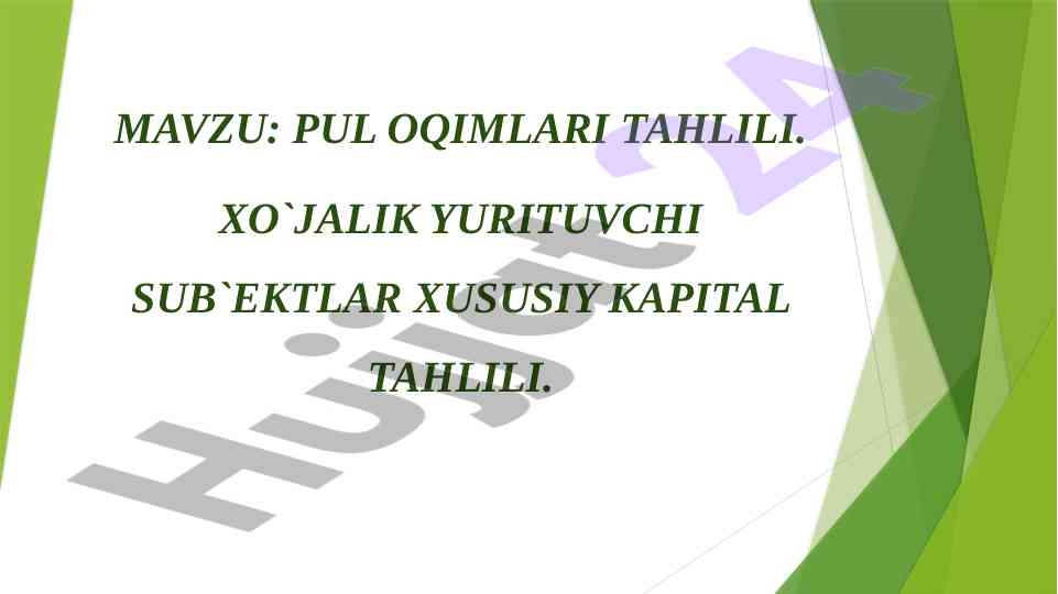 Pul oqimlari tahlili va xususiy kapital tahlili