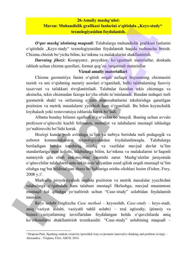 Muhandislik grafikasi fanlarida keys-stady texnologiyasi