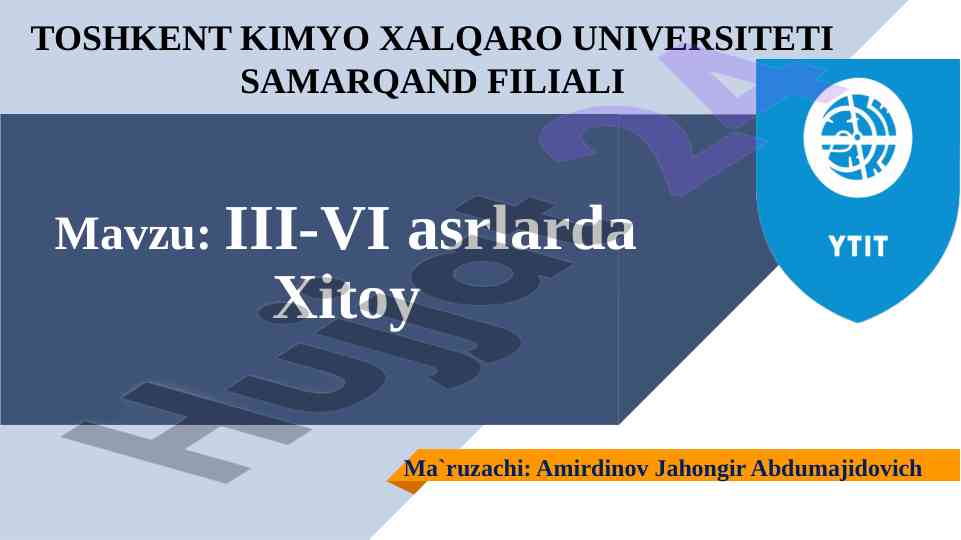 Xitoy iii-vi asrlarda tarixi va madaniyati