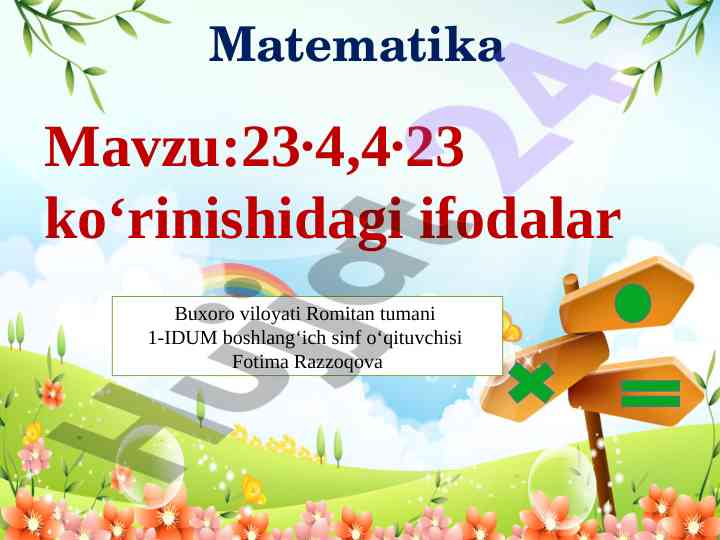 Matematika mavzu 23 4 4 23 ko‘rinishidagi ifodalar
