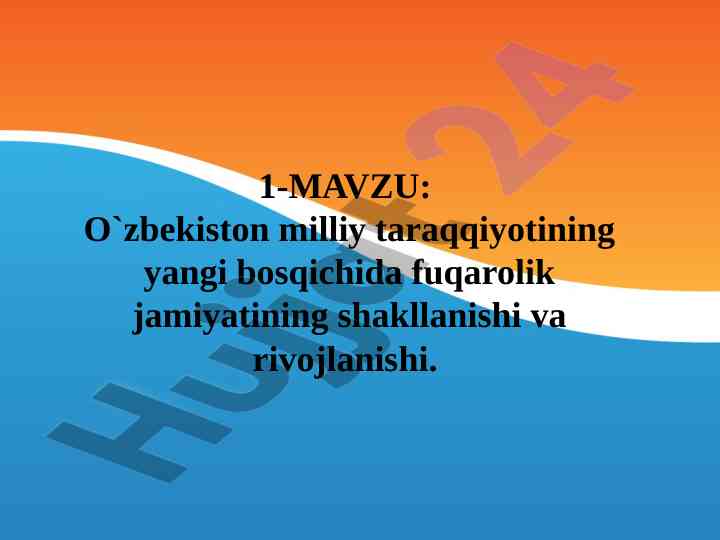 O`zbekiston milliy taraqqiyoti va fuqarolik jamiyati