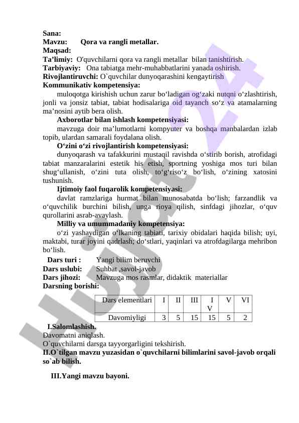 Qora va rangli metallar bilan tanishtirish