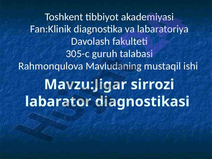 Jigar sirrozi labarator diagnostikasi