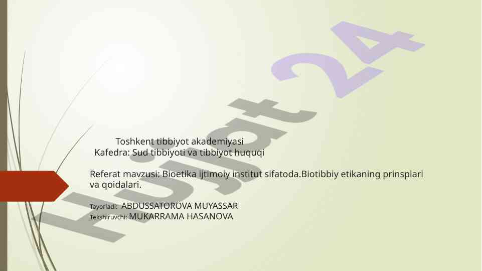 Bioetika ijtimoiy institut sifatida tadqiqotlar