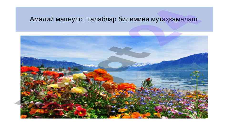 Amaliy mashg'ulot talablar bilmimni mustahkamlash