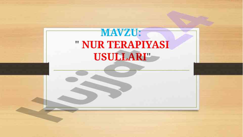 Nur terapiyasi usullari va foydalanish soqalari