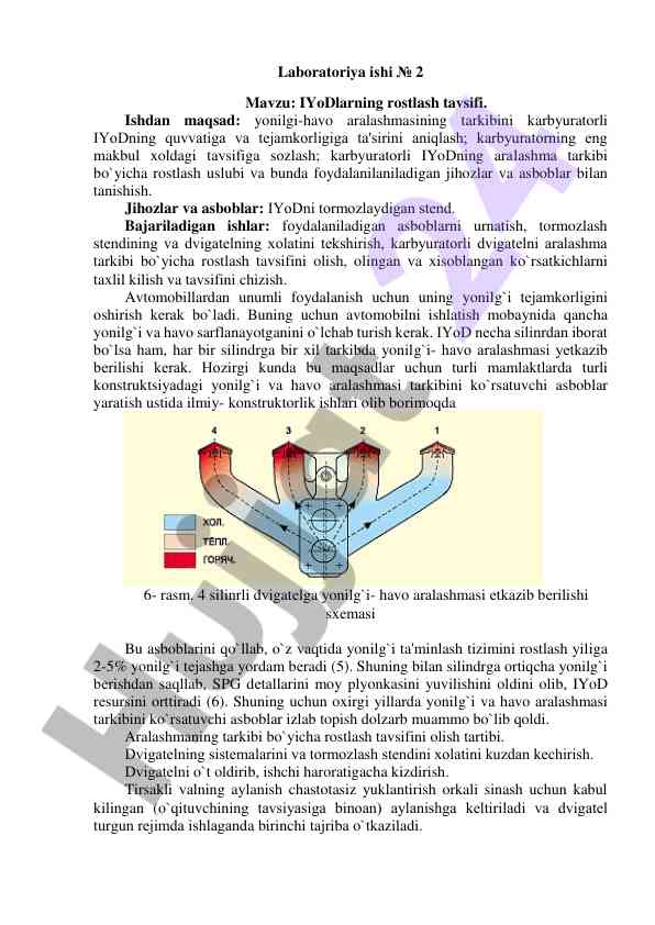 Iyodlarning rostlash tavsifi laboratoriya ishlari