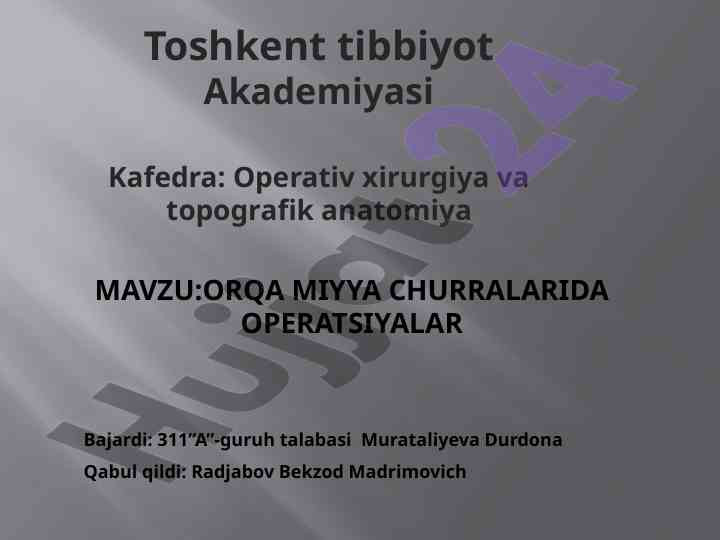 Orqa miyya churralarida operatsiyalarning ahamiyati
